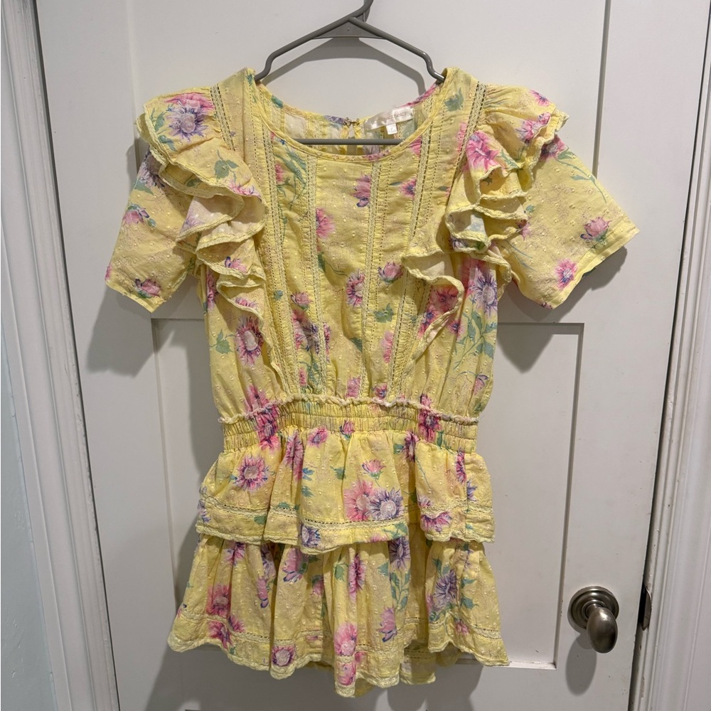LoveShackFancy Natasha Mini Yellow floral dress